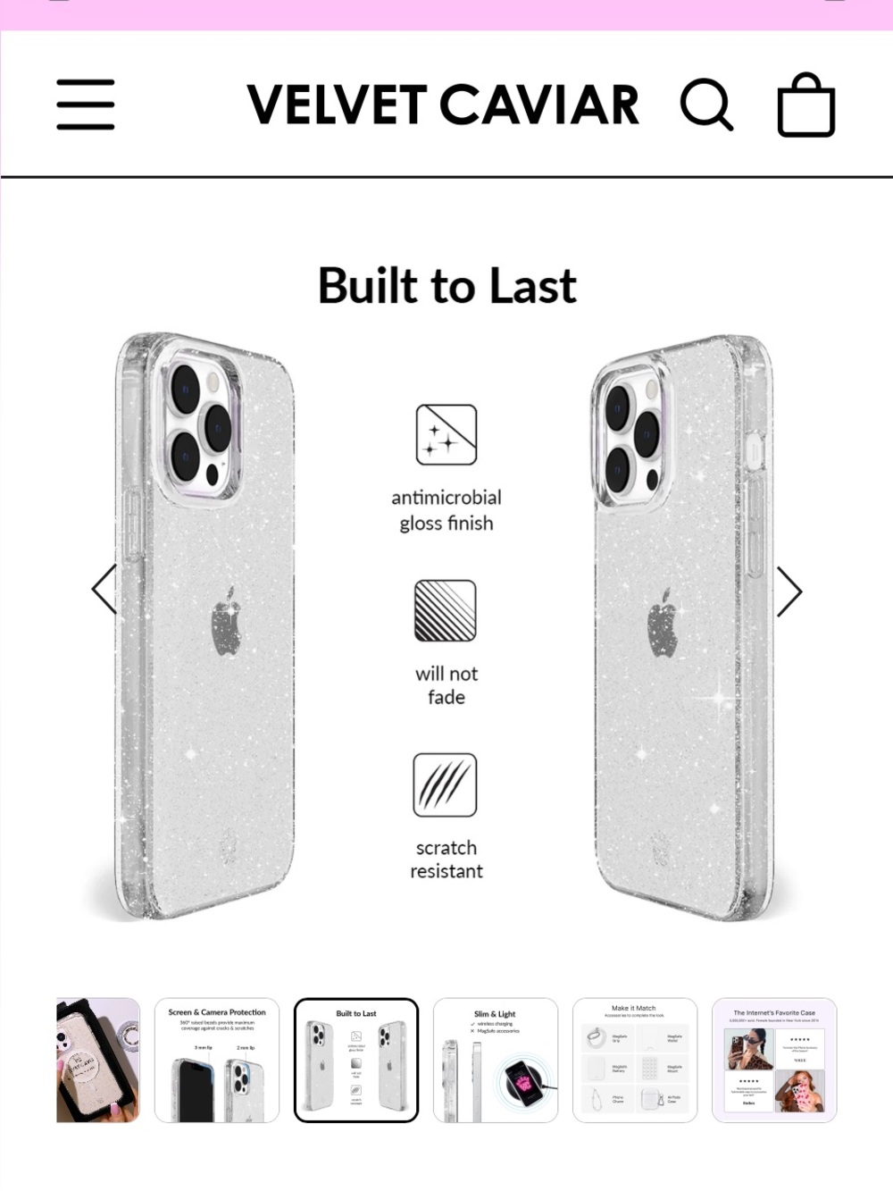 Velvet caviar iPhone 14 Pro clear stardust case
